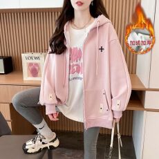 批发实拍后包领纯棉华棉复真超加绒刺绣外套2025秋冬新款拉链卫衣<b class='q'>特价</b>