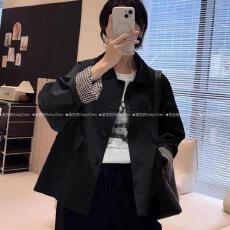 批发原版面料有内里 复古撞色外套<b class='q'>休闲</b>高级感短风衣