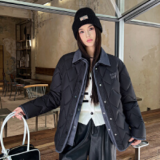 批发冬季新款牛仔翻领轻薄棉衣女2025外搭棉服小个子韩版假两件外套