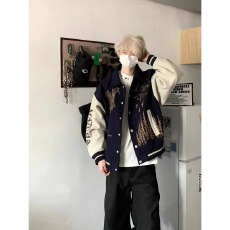批发重工复古刺绣夹克<b class='q'>男</b>女春秋新款潮牌美式<b class='q'>休闲</b>上衣棒球<b class='q'>外套</b>