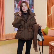 白鸭绒短款收腰羽绒服女2025冬季新款爆款小个子宽松面包服外套