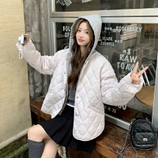 批发实拍网红情侣<b class='q'>男</b>女同款菱形格缝线纯色可拆卸帽卫衣帽棉服外贸棉衣