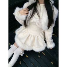 批发法式<b class='q'>名媛</b>小香风可爱少女感毛绒拼接外套假两件长袖蓬蓬裙<b class='q'>套装</b>秋冬
