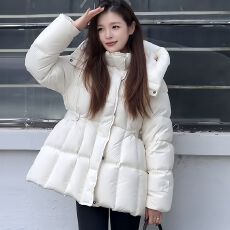 官图在逃公主冬季新款收腰韩版修身显瘦连帽棉服女棉衣外套