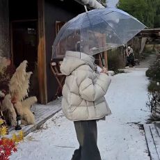 官图2025冬季韩版新款羽绒棉服女棉衣加厚棉袄连帽外套