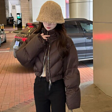 批发白鸭绒2025冬季韩范飒美立领短款<b class='q'>高端</b>羽绒服女<b class='q'>欧美</b>潮流街头风