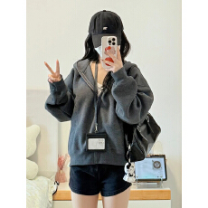 批发官图纯棉华棉刷毛美式复古连帽衫<b class='q'>卫衣</b>外套<b class='q'>女</b>秋冬宽松休闲