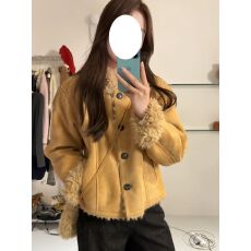 批发复古加绒加厚麂皮棉衣<b class='q'>外套女</b>冬季2025新款小个子翻领保暖短款上衣