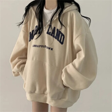 批发<b class='q'>韩国</b>chic秋冬慵懒风宽松加绒加厚字母印花拉链半开领连帽<b class='q'>卫衣</b>外套