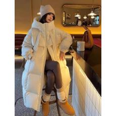 批发<b class='q'>特价</b>白鸭绒<b class='q'>羽绒服</b>女冬季新款中长款连帽高级感廓形宽松面包服外套