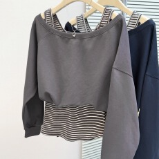 批发实拍韩系字母印花一字肩长袖<b class='q'>卫衣</b>+修身背心<b class='q'>套装</b><b class='q'>女</b>秋季新假两件套