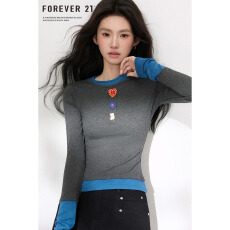 批发人棉270克撞色假两件<b class='q'>长袖</b>T恤女秋冬修身显瘦内搭<b class='q'>打底衫</b>上衣