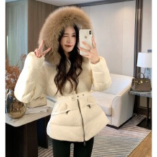 批发欧货轻奢风连帽大毛领收腰显瘦小个子加厚保暖防寒棉服外套女洋气