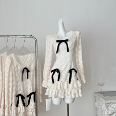 批发【Q女家 新品9折款】萘莉绘纱子/宫廷千金磨毛收腰蛋糕<b class='q'>连衣裙</b>