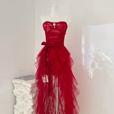 批发Catyears猫年 挚爱幻想~长款圣诞主题套裙 复古蕾丝包臀裙+<b class='q'>拖</b><b class='q'>尾</b>