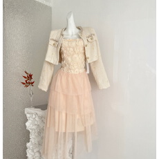 批发Acaine长款收腰a字立体花朵<b class='q'>网纱</b>吊带连衣裙女秋内搭法式气质裙子