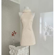 批发viola【冬日战裙】 惊艳出场b入 狐狸毛领口<b class='q'>毛呢</b><b class='q'>连衣裙</b>可爱少女感