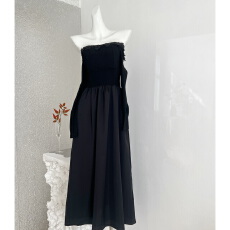 批发Catyears猫年 柏林夜曲~气质水溶蕾丝腰部<b class='q'>缎面</b>蝴蝶结连衣裙女新款