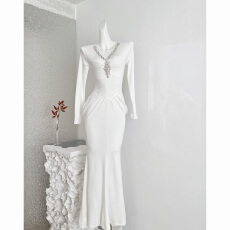 批发Catyears猫年【娇贵姐姐】鱼尾裙V领气质<b class='q'>连衣裙</b>