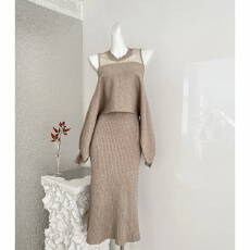 MOXI银座muse裙 日系系带罩衫无袖背心针织连衣裙两件套