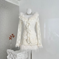 批发瑞茜·威瑟斯 京都贵女 冬季甜美<b class='q'>修身</b>显瘦蕾丝上半身裙套装