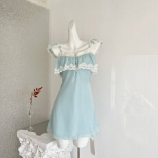 批发项天鹅er 法式吊带<b class='q'>连衣裙</b>女2026早春新款雪纺纯欲a字短裙度假裙子