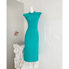 批发凌茜恣禾 碧城春曲'新中式冰丝皱改良<b class='q'>旗袍</b>女春夏明媚漂亮连衣裙