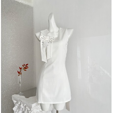 批发画解WAHJU 曼妙女神 夏季千金风闪片点缀<b class='q'>蝴蝶结</b>设计显瘦A字<b class='q'>连衣裙</b>