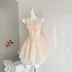 批发YETINGXI 花楹/原创花朵收腰重工蓬蓬裙千金贵气蕾丝公主裙超大摆