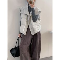 批发2025年冬季新款时尚<b class='q'>百搭</b>休闲棉服马甲女短款宽松拼接立领背心马夹