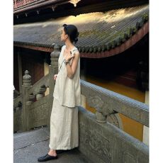 批发松弛感原色套装裙女2026<b class='q'>夏</b>季新款无袖上衣半身裙禅意清冷感两件套