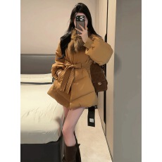 批发韩系设计感系带毛领<b class='q'>羽绒服</b>女2025冬季<b class='q'>新款</b>百搭保暖气质外套