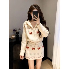 批发2025超火穿搭一整套冬装韩系复古慵懒高级感针织毛衣半身裙套装女