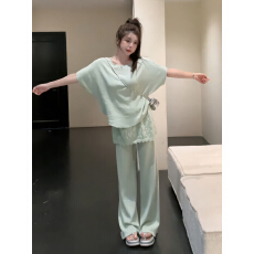 批发显瘦屁帘套装女<b class='q'>夏</b>季新款圆领宽松百搭短袖T恤假两件休闲裤两件套