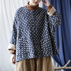 批发2025秋季棉麻女装复古唐装茶服圆领宽松蝙蝠袖盘扣上衣民族风外套
