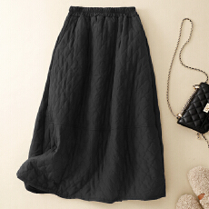 批发2025秋冬新款大码宽松加棉显瘦花苞裙文艺女加厚<b class='q'>半身裙</b>