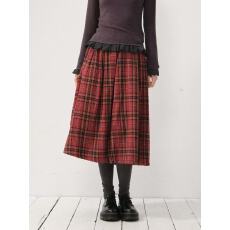 批发学院风复古红格纹设计感<b class='q'>半身裙</b>女新款高腰伞裙苏格兰裙子潮