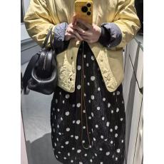 批发2025波点花苞半裙女秋冬新款黑色夹棉加厚<b class='q'>棉麻</b>A字裙