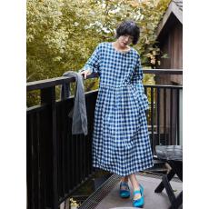 批发复古格子连衣裙女2026新款春秋季宽松<b class='q'>长</b><b class='q'>裙</b>松弛感<b class='q'>长</b>袖