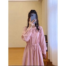 批发2026<b class='q'>春秋</b>高级感独特惊艳长裙女棉麻质感复古盘扣法式长袖<b class='q'>连衣裙</b>