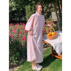 批发粉色<b class='q'>条纹</b>衬衫裙女春秋2026新款韩系宽松复古遮肉减龄百搭<b class='q'>长裙</b>