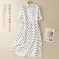 批发2026春夏新款复古波点衬衫<b class='q'>连衣裙</b>女设计感精致休闲长裙子