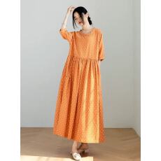 批发2026春夏新款<b class='q'>文艺</b>宽松显瘦减龄波点大摆袍子<b class='q'>连衣裙</b>旅行度假长裙女