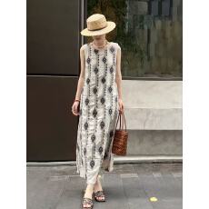 批发2026流行爆款冷淡系轻奢高级感气质长裙独特别致绝美印花连衣裙夏