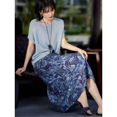 批发2026春夏新款亚麻印花休闲<b class='q'>半身裙</b>