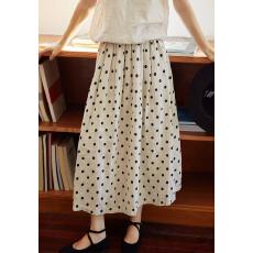 批发2026春夏新款休闲<b class='q'>棉麻</b>波点印花a字<b class='q'>半身裙</b>