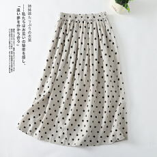 批发2026春夏新款休闲<b class='q'>棉麻</b>波点印花a字<b class='q'>半身裙</b>