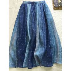 批发2026新款春夏<b class='q'>棉麻</b>a字波点长裙渐变印花飘逸薄大摆亚麻<b class='q'>半身裙</b>