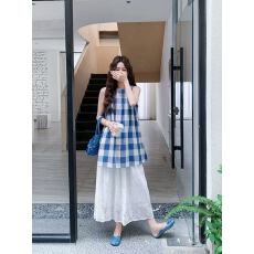 批发2026新款<b class='q'>日系</b>全棉格子背心<b class='q'>连衣裙</b>宽松显瘦百搭女中长款显瘦裙