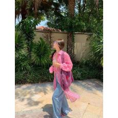 批发2026春夏新款碎花裙<b class='q'>粉色</b>长袖碎花衬衫<b class='q'>连衣裙</b>小个子衬衫裙